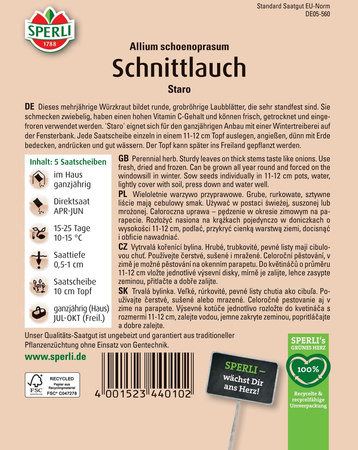 Szczypiorek 'Staro' Nasiona PREMIUM Sperli